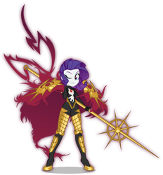Size: 5000x5397 | Tagged: safe, artist:orin331, lancer, rarity, equestria girls, anime, armor, crossover, fate/apocrypha, fate/grand order, karna, lancer of red, one eye closed, simple background, solo, transparent background, weapon, wink