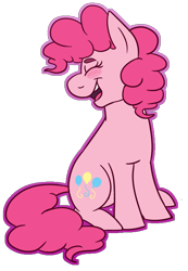 Size: 520x750 | Tagged: safe, artist:spurrinkles, pinkie pie, earth pony, pony, blushing, eyes closed, simple background, sitting, smiling, solo, transparent background