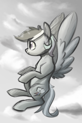 Size: 1000x1500 | Tagged: safe, artist:silverhopexiii, derpibooru import, rainbow dash, pegasus, pony, flying, monochrome, solo