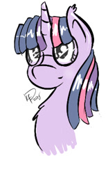 Size: 250x400 | Tagged: safe, artist:bloody--mascarade, derpibooru import, twilight sparkle, bust, cute, glasses, portrait