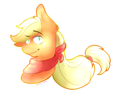 Size: 2967x2349 | Tagged: safe, artist:sketch0works, applejack, earth pony, pony, bandana, bust, hatless, missing accessory, portrait, simple background, solo