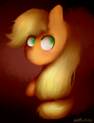Size: 1074x1407 | Tagged: safe, artist:sketch0works, applejack, earth pony, pony, :3, hatless, missing accessory, solo