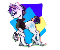 Size: 1200x1000 | Tagged: safe, artist:mokkicoffee, rarity, pony, unicorn, alternate hairstyle, clothes, cloven hooves, female, mare, punk, raised hoof, raripunk, simple background, solo, transparent background, unshorn fetlocks