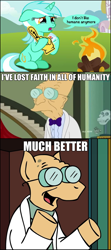 Size: 604x1357 | Tagged: safe, lyra heartstrings, crossover, farnsworth, futurama, i don't like humans anymore, meme, ponified