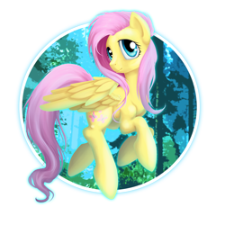 Size: 1200x1200 | Tagged: safe, artist:bel-assa, fluttershy, pegasus, pony, looking at you, smiling, solo