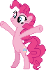 Size: 66x99 | Tagged: safe, artist:iknowpony, pinkie pie, earth pony, pony, spice up your life, bipedal, cutie mark, female, hooves, mare, pixel art, simple background, smiling, solo, transparent background