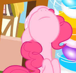 Size: 495x473 | Tagged: safe, screencap, pinkie pie, pony, pinkie pride, season 4, cute, looking up, nose in the air, solo