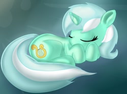 Size: 586x433 | Tagged: dead source, safe, artist:cocolli, lyra heartstrings, cute, lyrabetes, sleeping, solo