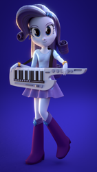 Size: 1080x1920 | Tagged: safe, artist:creatorofpony, artist:rjrgmc28, rarity, equestria girls, 3d, blender, keytar, musical instrument, solo