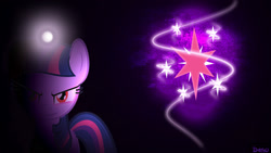 Size: 1920x1080 | Tagged: safe, artist:ox-deso-xo, derpibooru import, twilight sparkle, unicorn twilight, pony, unicorn, cutie mark, dark, female, magic, mare, solo, wallpaper