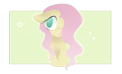 Size: 1488x903 | Tagged: safe, artist:appleychu, fluttershy, pegasus, pony, bust, floppy ears, hair over one eye, looking away, no pupils, portrait, solo