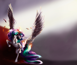 Size: 1280x1090 | Tagged: safe, artist:feng-shui1301, princess celestia, alicorn, pony, epic, female, fire, mare