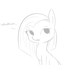 Size: 1080x1080 | Tagged: safe, artist:tjpones, pinkie pie, earth pony, pony, dialogue, grayscale, monochrome, pinkamena diane pie, simple background, solo, straight mane, white background