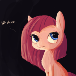 Size: 1080x1080 | Tagged: safe, artist:tjpones, pinkie pie, earth pony, pony, black background, dialogue, pinkamena diane pie, simple background, solo, straight mane