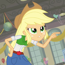 Size: 670x670 | Tagged: safe, screencap, applejack, equestria girls, cropped, solo