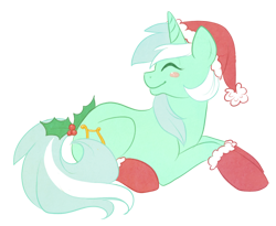 Size: 500x410 | Tagged: dead source, safe, artist:noxxplush, lyra heartstrings, christmas, hat, holly, santa hat