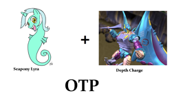 Size: 1008x600 | Tagged: safe, lyra heartstrings, beast wars, depth charge, exploitable meme, meme, otp, seapony lyra, transformers