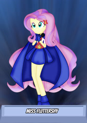 Size: 2480x3508 | Tagged: safe, artist:jucamovi1992, fluttershy, equestria girls, alternate universe, clothes, costume, crossover, dc comics, dc universe, miss martian, smiling, solo