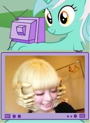 Size: 565x772 | Tagged: safe, lyra heartstrings, pony, exploitable meme, kyary pamyu pamyu, meme, photo, tv meme, wtf