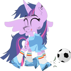 Size: 7219x7137 | Tagged: safe, artist:zvn, derpibooru import, twilight sparkle, twilight sparkle (alicorn), alicorn, pony, absurd resolution, ball, clothes, eyes closed, female, football, hooves, horn, lineless, mare, simple background, solo, transparent background, wings