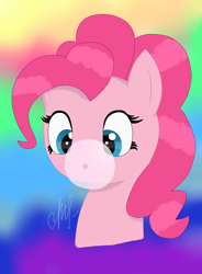 Size: 3340x4528 | Tagged: safe, artist:purplestar01, pinkie pie, earth pony, pony, absurd resolution, bubblegum, food, gum, solo