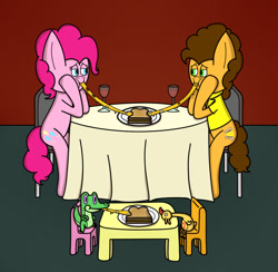 Size: 945x923 | Tagged: safe, artist:techreel, cheese sandwich, pinkie pie, earth pony, pony, cheesepie, male, shipping, straight, valentine's day