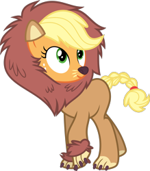 Size: 6000x6844 | Tagged: safe, artist:yetioner, applejack, earth pony, pony, scare master, absurd resolution, applelion, clothes, costume, female, freckles, mare, nightmare night, nightmare night costume, simple background, solo, transparent background, vector