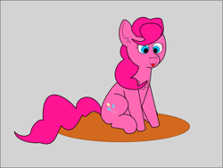 Size: 1297x973 | Tagged: safe, artist:planetkiller, pinkie pie, pony, chest fluff, cute, simple background, sitting, solo, tongue out