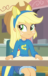 Size: 400x630 | Tagged: safe, screencap, applejack, equestria girls, cropped, solo