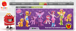 Size: 1045x428 | Tagged: safe, applejack, fluttershy, pinkie pie, twilight sparkle, equestria girls, happy (mcdonalds), happy meal, toy, uncanny valley