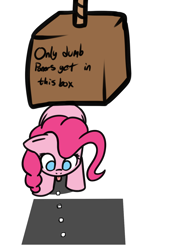 Size: 1178x1647 | Tagged: safe, artist:neuro, pinkie pie, earth pony, pony, :p, box, cute, eyes on the prize, female, floppy ears, mare, poner, ponk, silly, simple background, solo, sugarcube, tongue out, transparent background, trap (device)