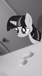 Size: 1440x2560 | Tagged: safe, artist:crucifythewolf, derpibooru import, twilight sparkle, black and white, grayscale, irl, monochrome, photo, pills, ponies in real life, sad, vector