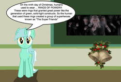 Size: 887x605 | Tagged: safe, lyra heartstrings, chalkboard, christmas, human studies101 with lyra, meme, photo, rings of power, the nine