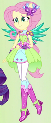 Size: 330x790 | Tagged: safe, fluttershy, equestria girls, boots, crystal wings, cute, high heel boots, ponied up, raised leg, shyabetes, solo, sparkles, super ponied up, wings
