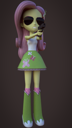 Size: 1024x1820 | Tagged: safe, artist:thebronymarines, fluttershy, equestria girls, 3d, 3d model, aviator glasses, blender, boots, clothes, glock, gun, handgun, high heel boots, pistol, skirt, socks, solo, sunglasses, tanktop, weapon