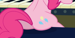 Size: 570x290 | Tagged: safe, screencap, pinkie pie, pony, castle mane-ia, balloonbutt, cropped, female, mare, musical instrument, organ, organ to the outside, plot, solo