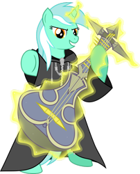 Size: 804x994 | Tagged: safe, artist:jackos92, lyra heartstrings, pony, unicorn, bipedal, cloak, clothes, crossover, demyx, kingdom hearts, magic, organization xiii, sitar