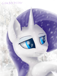 Size: 2434x3246 | Tagged: safe, artist:foxpit, rarity, pony, unicorn, female, mare, signature, solo