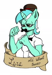 Size: 1641x2351 | Tagged: safe, artist:ominomeccanico, lyra heartstrings, anthro, boxing, moustache, overly manly lyra