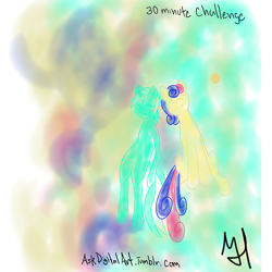 Size: 500x500 | Tagged: safe, artist:mau, bon bon, lyra heartstrings, sweetie drops, 30 minute art challenge, abstract background, duo