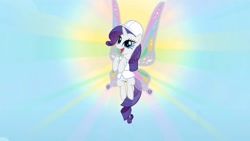 Size: 1600x900 | Tagged: safe, screencap, rarity, pony, unicorn, sonic rainboom (episode), butterfly wings, glimmer wings, solo