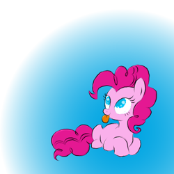 Size: 500x500 | Tagged: safe, artist:moonhunterofficial, pinkie pie, pony, :p, cute, diapinkes, prone, silly, silly pony, solo, tongue out