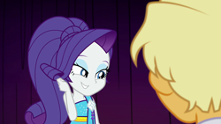 Size: 1920x1080 | Tagged: safe, screencap, ragamuffin (equestria girls), rarity, better together, equestria girls, spring breakdown, clothes, female, male, ponytail, smiling