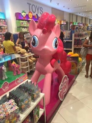 Size: 720x960 | Tagged: safe, pinkie pie, human, pony, equestria girls, brushable, derp, doll, equestria girls minis, freetheponk2016, irl, irl human, life-size pinkie statue, my little pony logo, photo, statue, styling size, taiwan, toy, wat