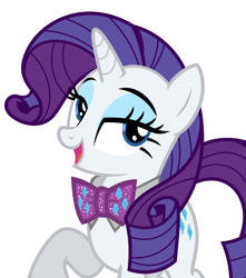 Size: 4512x5112 | Tagged: safe, artist:disneymarvel96, artist:estories, edit, rarity, pony, unicorn, bowtie, bowties are cool, cute, eyeshadow, female, lidded eyes, makeup, mare, open mouth, raised hoof, raribetes, simple background, solo, vector, vector edit, white background