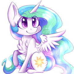 Size: 1024x1024 | Tagged: safe, artist:shinzus, princess celestia, alicorn, pony, chest fluff, chibi, female, looking at you, mare, simple background, solo, transparent background