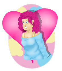 Size: 1216x1396 | Tagged: safe, artist:rdstartie, pinkie pie, human, abstract background, grin, humanized, lipstick, simple background, smiling, solo, transparent background