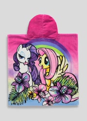 Size: 1000x1400 | Tagged: safe, fluttershy, rarity, pegasus, pony, unicorn, female, horn, mare, merchandise, towel