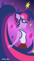 Size: 1500x2669 | Tagged: safe, artist:onlymeequestrian, derpibooru import, sci-twi, twilight sparkle, equestria girls, ponied up, ponytail, solo, wallpaper