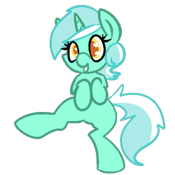 Size: 500x500 | Tagged: safe, artist:robynne, lyra heartstrings, pony, unicorn, dancing, female, green coat, horn, mare, two toned mane